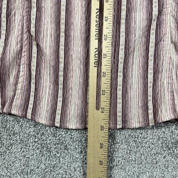 North Face Button Up Shirt Womens Large Seersucker Mesh Hiking Fishing Stripe - Picture 9 of 12